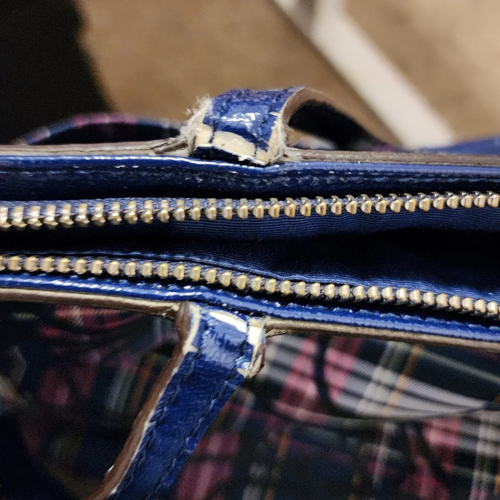 Preowned vintage tartan Coach blue and‎ purple bag